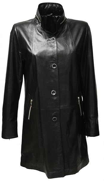 Zimmert „Belinda“ Echt-Leder-Mantel in Schwarz für Damen aus weichem Lammnappa, bequemer Schnitt, Kurzmantel, Lederswinger bi