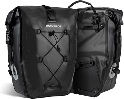 ROCKBROS Bike Pannier Bag 25L-32L 100% Waterproof Rear Rack Bag Black 2PCS