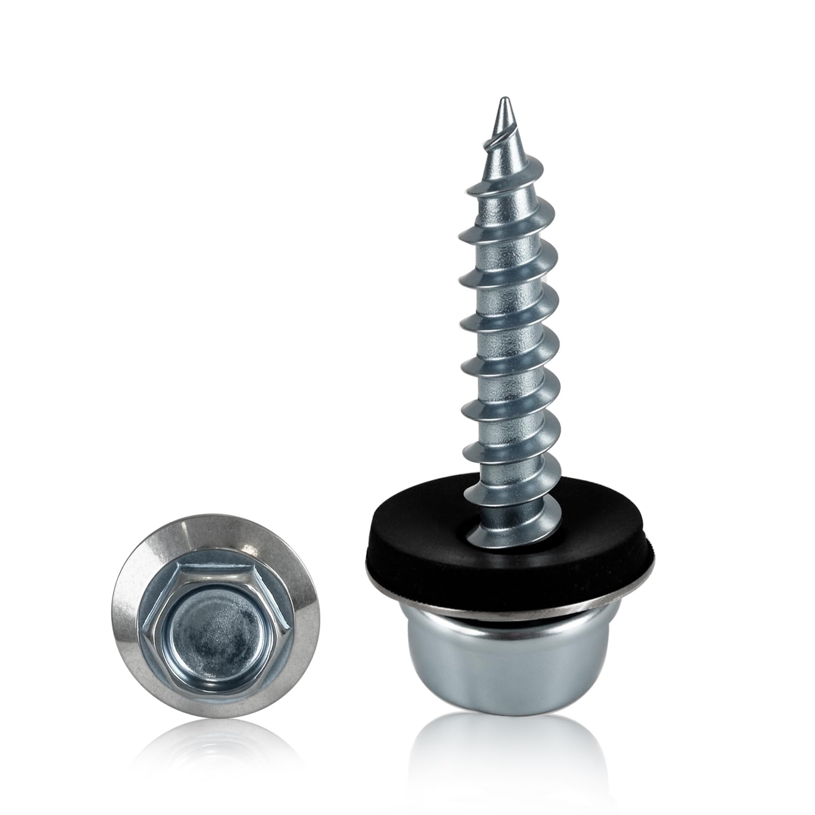 Photo 1 of #8 x 1? Self-Tapping Roofing Screws – Hex Washer Head, EPDM Washer, White Zinc Plated, Metal to Wood Fasteners (200 PCS)