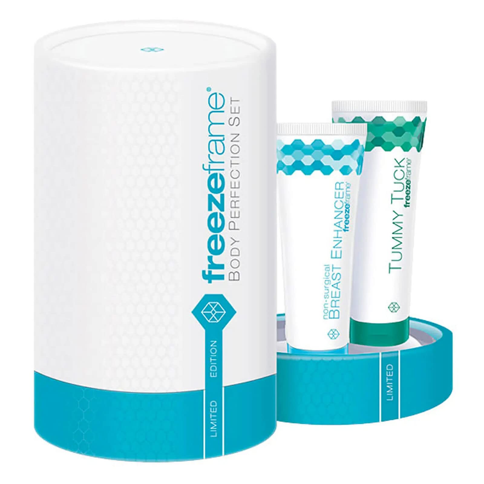 FREEZE FRAME Body Perfection Set - Tummy Tuck Plus Breast Enhancer - Firming Cream to Reshape Body Contours plus Non Surgical Larger and Firmer Breast Cream