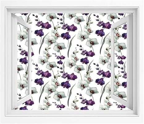 Amazon Co Jp 水彩花 壁紙風景画 壁飾り絵 1x80 Cm 花のロマンチックな花の装飾アート装飾 風景ウォールステッカー紫白と野生蘭家族植木鉢植物 Home Kitchen