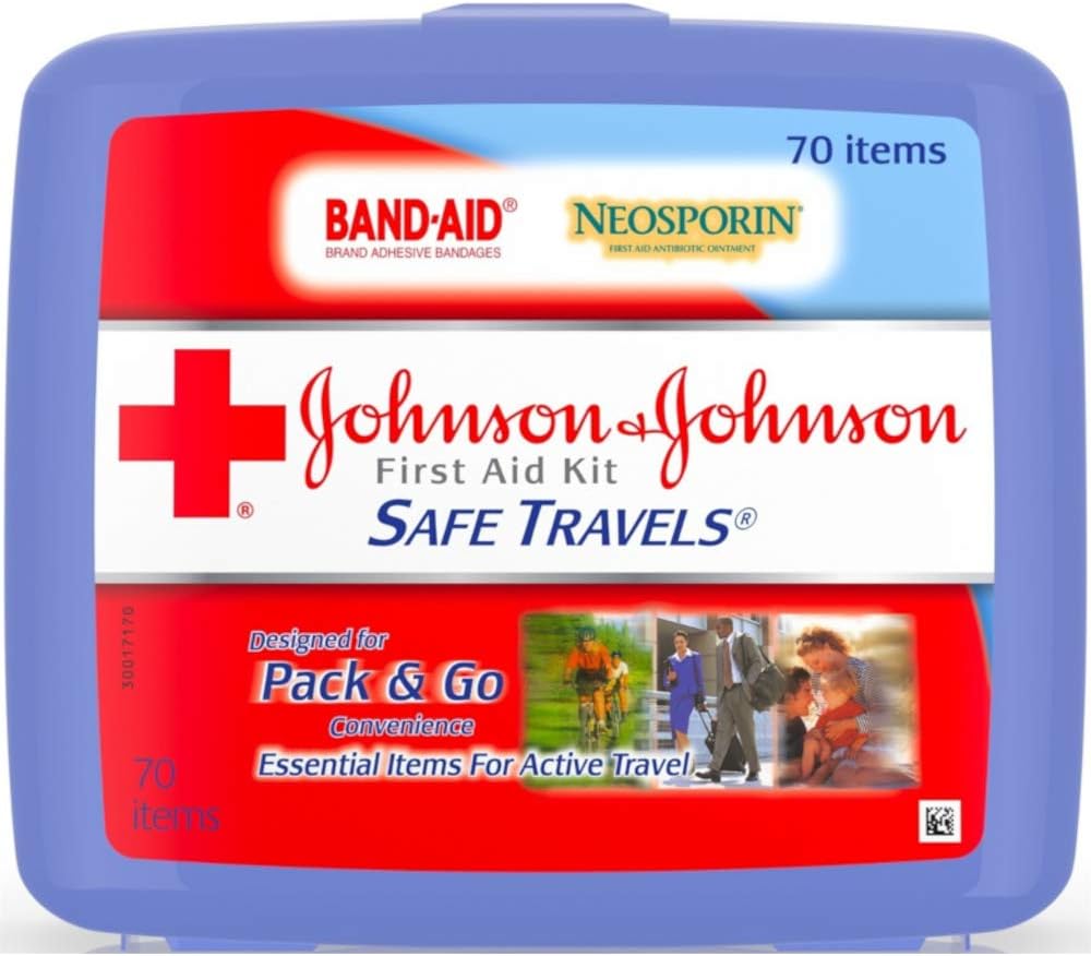 Johnson and Johnson First Aid Kit Safe Travels 70 Items
