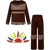 Daddy's New Fishing Buddy Kids Boys Girls Indian Costume Native American Thanksgiving Cosplay Outfit Feather Headband