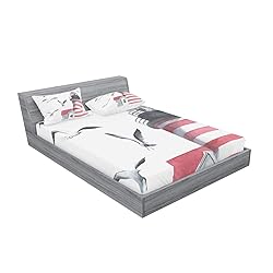 Ambesonne Lighthouse Fitted Sheet & Pillow Sham