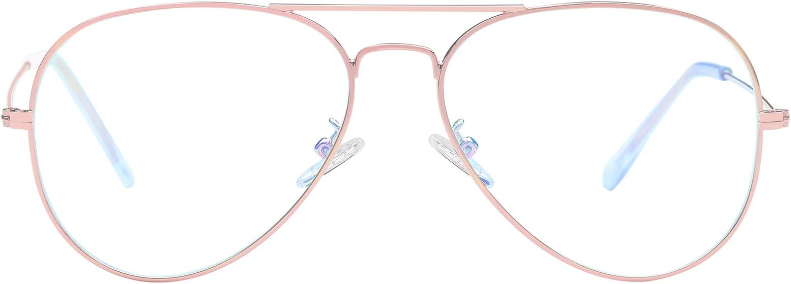 Blue Light Blocking Aviator Glasses for Women Men Lightweight Metal Frame Computer Glasses Anti-eyestrain Gaming Eyeglasses