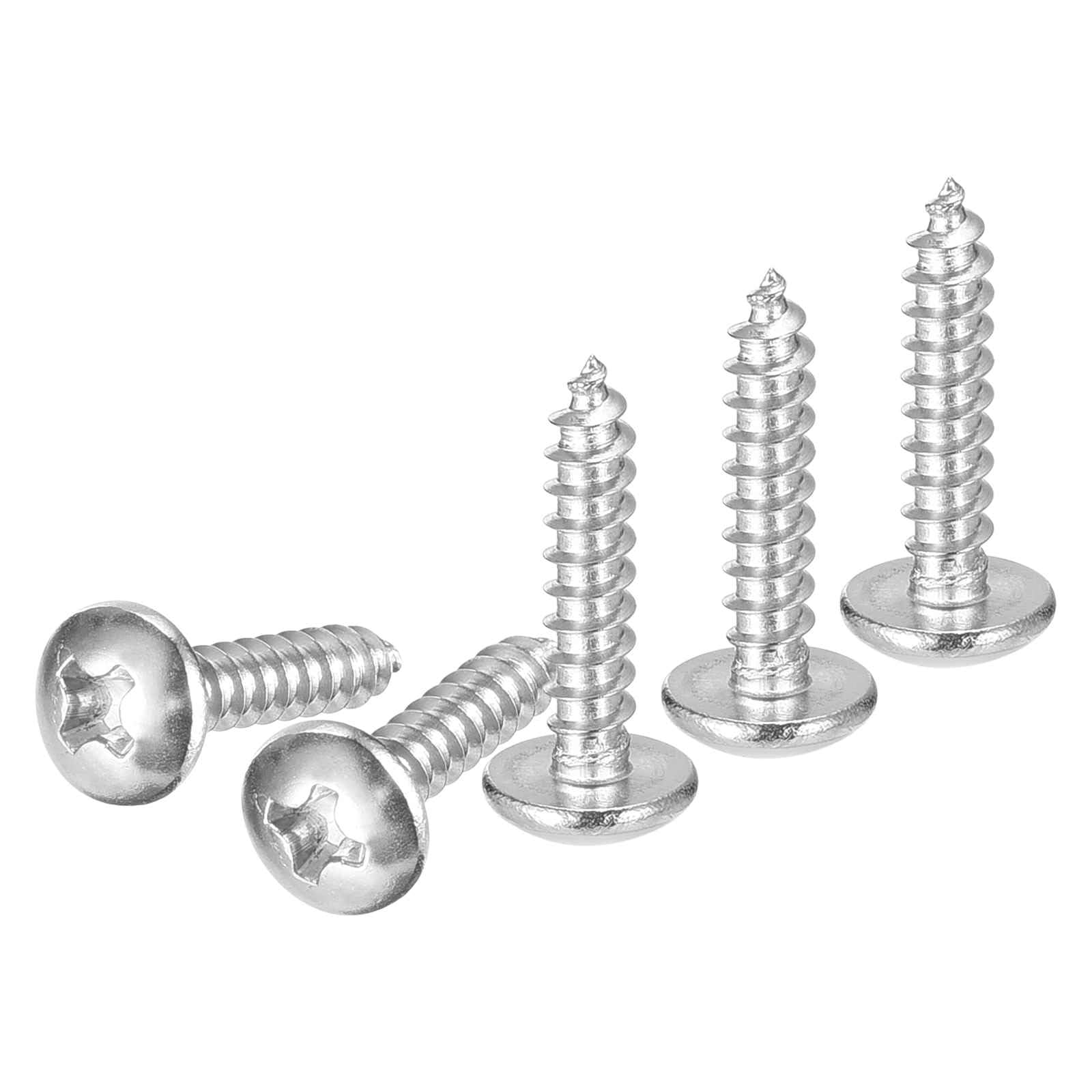 DTGN #4x1/2 Sheet Metal Screws - 100 Pack - for Wood, Furniture - 304 Stainless Steel Phillips Truss Head Self Tapping Tip Wood Screws - Silver