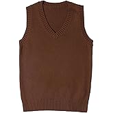 ZUEVI Women's Sweater Vest Classic V Neck Uniform Pullover Knitwear Tops Sleeveless Knitted Sweaters Vests