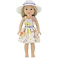Emily Rose 14 Inch Doll Lovely Spring/Summer Chiffon Easter Dress with White Hat | Compatible with Wellie Wishers | 14-in Doll Clothes Dressy Outfit