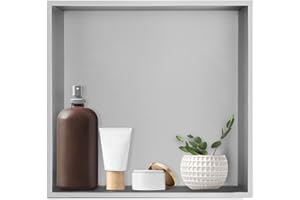 Elefloom Shower Niche, Stainless Steel Elegant Bathroom Niche, No Tile Needed Recessed Shower Shelf Organizer for Storage, Stainless Steel, 12"×12"