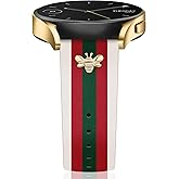 MOINSPIRE Designer Leather Bands with Charms Compatible with Samsung Galaxy Watch 7/6/5/4/Active 2 40mm 44mm/Watch 6 Classic 43mm 47mm/Watch 5 Pro 45mm/Watch 4 Classic 42mm 46mm, 20mm