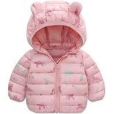 WEONEDREAM 6M-4T Baby Boys Girls Winter Coats with Bear Hoods Unisex Toddler Kids Lightweight Down Jacket