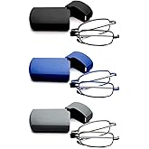 GOOSEN Reading Glasses Men Women, Pocket Wallet Purse Compact Hard Cases Folding Readers, Blue light Glasses Spring Hinge