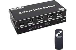 SVWSUN HDMI Switch 3 in 1 Out: 4K@30Hz Ultra HD HDMI Selector with Remote Control, High-Speed 10.2Gbps Transmission, Compatible with PS5, Xbox, Blu-ray, PC, and TV – Plug and Play