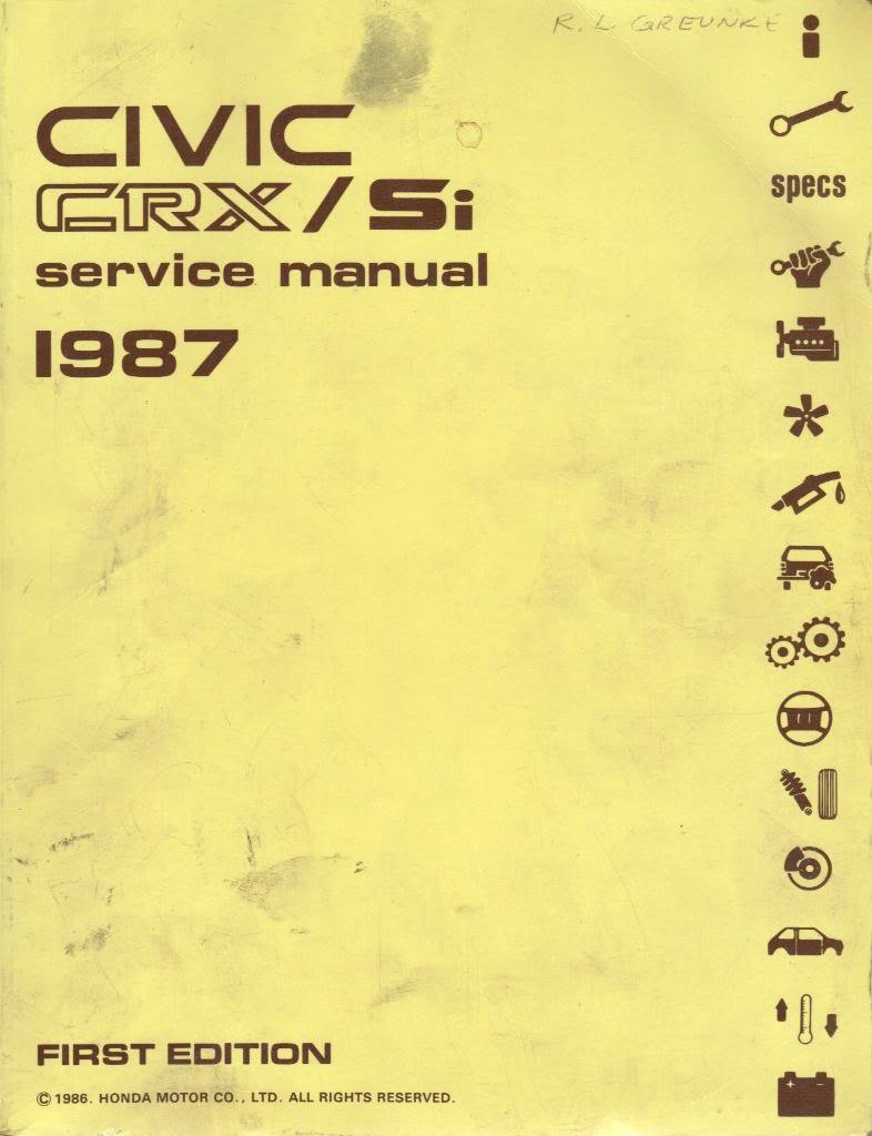 1987 HONDA CIVIC CRX/SI SERVICE MANUAL Paperback – 1986