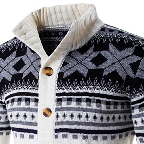 Meolin Mens Casual Slim Fit Sweater Button Knit Cardigan,white,L - Thumbnail 3
