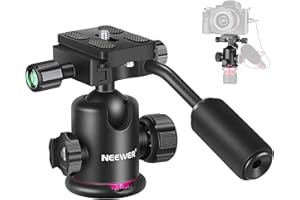 Neewer Ball Head with Handle and Cold Shoe Mic/Light Mount, 360 Degree Rotating Panoramic Ball Head Tripod Mount with 1/4 Inc