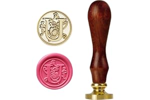 Amoco Letter U Wax Seal Stamp,Vintage Retro Wax Sealing Stamp, Classic Brass Head Wooden Handle Alphabet Letter Initial Wax Seal Stamp(U)