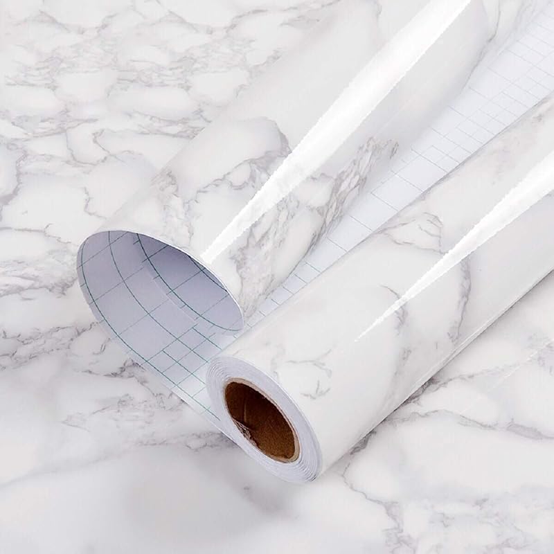 Hode Marble Sticky Back Plastic 40cm X 3m Granite White Grey Vinyl Wrap