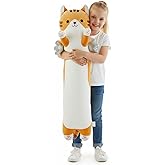 Somao 35.4" Long Cat Plush Pillow with Wings - Super Soft Stuffed Animal for Kids & Adults, Cute Body Pillow for Sleeping, Squishy Cat Plushies Gifts for Girls (Yellow)