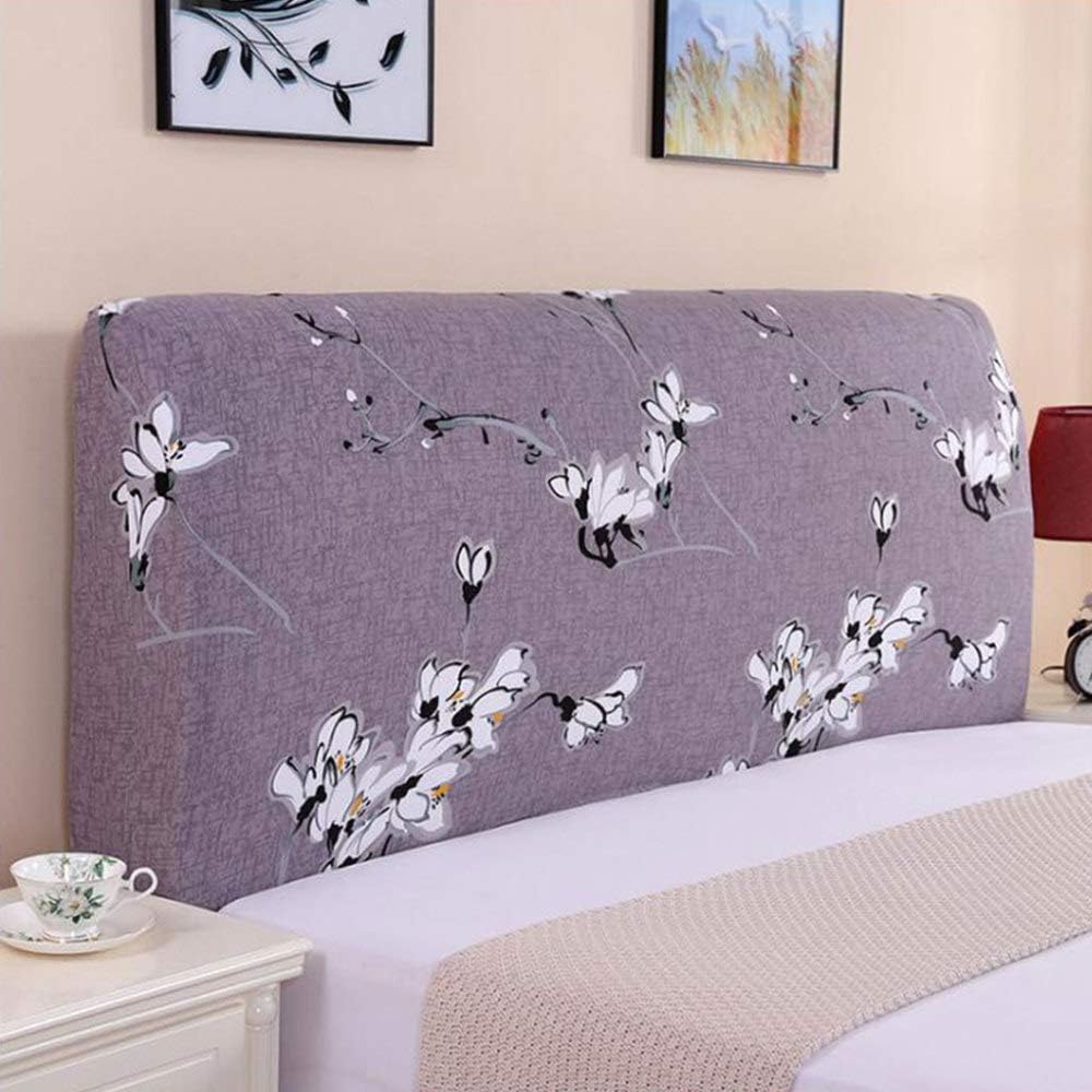 Printed Bed Headboards Slipcover Nordic Milk Silk High Elastic Fabric
