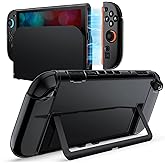 JETech Black Clear Dockable Case for Nintendo Switch 2 (2025) 7.9 Inch, Soft TPU Grip Cover for Joy-Con Detachable, Slim Carr