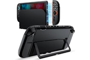 JETech Black Clear Dockable Case for Nintendo Switch 2 (2025) 7.9 Inch, Soft TPU Grip Cover for Joy-Con Detachable, Slim Carr