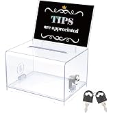 Uniclife 6.2"x 4.7" x 4" Acrylic Donation Ballot Box with Slot and Lock | Plastic storage container with sign holder, acts as tip jar &amp; tip collection box for charity, fundraising and voting
