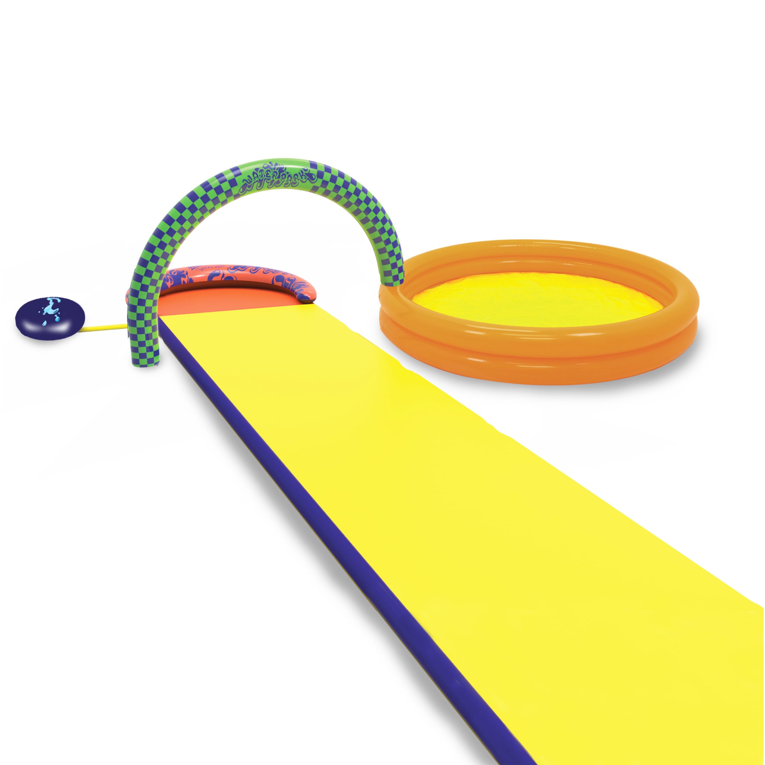 Wham-O 16ft Slip n' Slide 3 in 1 Splash Park with Paddling Pool and Sprinklers - Ultimate Outdoor Garden Toys, Water Play Toys for Kids, Ages 5-12, With Slide, Splash Paddling Pool and Sprinkler Pod