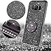 OCYCLONE for Galaxy S8 Plus Case, Cute Glitter Phone Case for Women Girls with Kickstand, Bling Diamond Rhinestone Bumper with Ring Stand for Samsung Galaxy S8+ Plus Case - Mauve Black