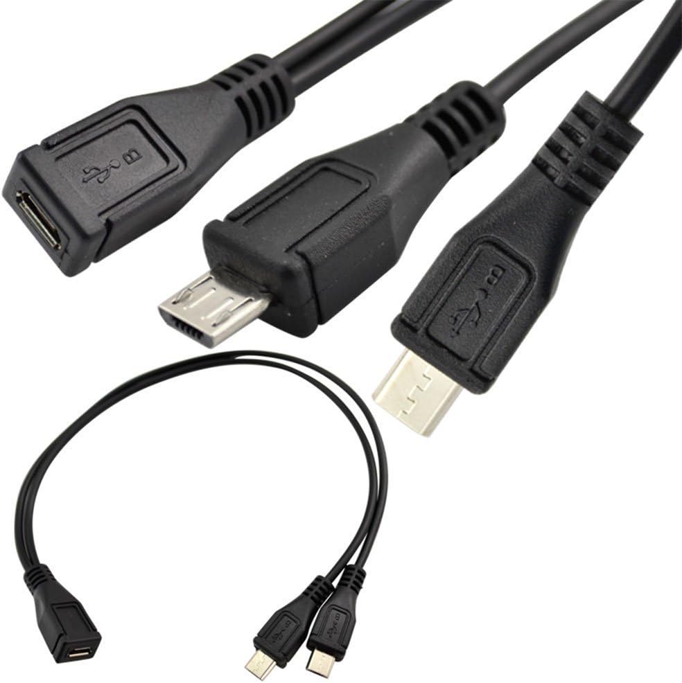Inovat Micro USB 5 Pin Female Jack to 2 Micro 5 Pin Male Splitter Y Charge Cable Adapter for Samsung Mobile Phone Tablet