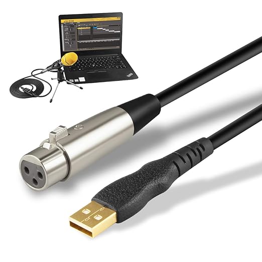 NUOSIYA XLR to USB Cable, 10 ft USB to XLR Microphone Instrument Karaoke Cable Converter Cable