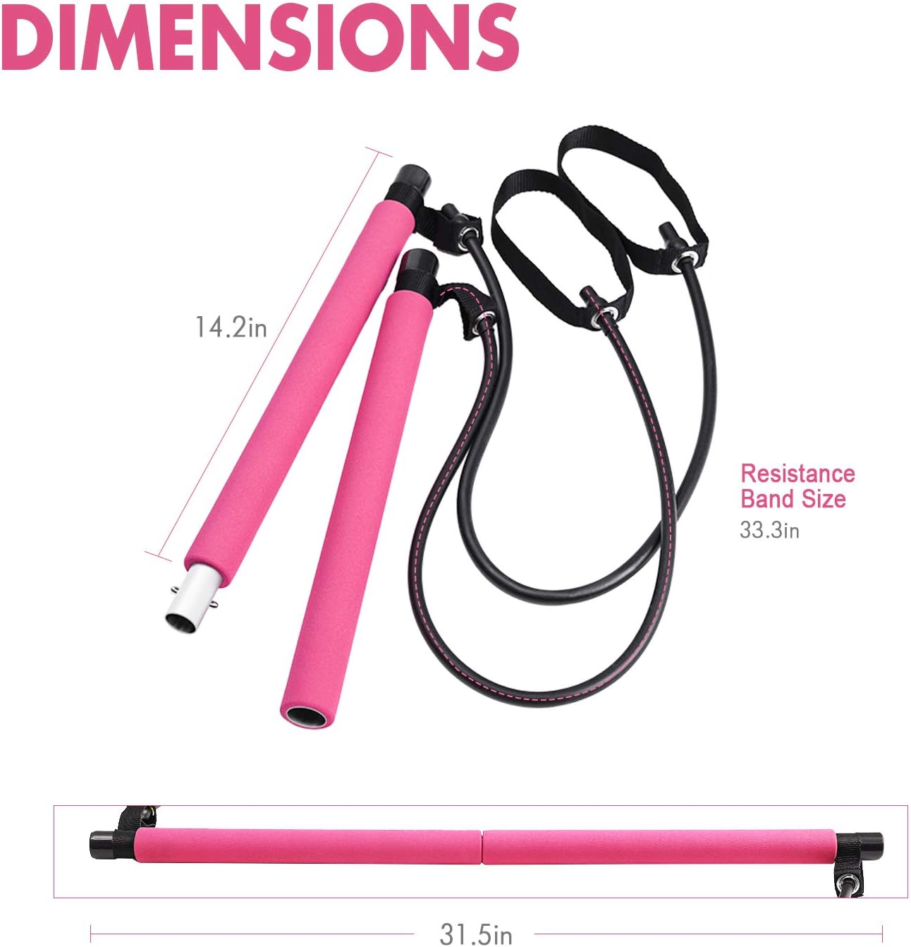 Max4out Pilates Bar Kit Portable Pilates Stick for Home Gym Improve Fitness, Build Muscle, Strength Exercises, Pink : Sports & Outdoors