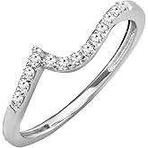 Dazzlingrock Collection 0.12 Ctw 14K Real Solid Gold Round Natural Diamond Women Stackable Wedding Contour Band Guard Ring