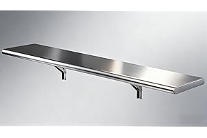 PICESA Concession Shelf 60"L x 12"W，22 gauge ASTM 304 Stainless Steel Folding Serving Food Shelf ，Wall Mount Shelving , Stainless Steel Shelf For Food Truck, grill area,BBQ working table, Restaurant .NSF