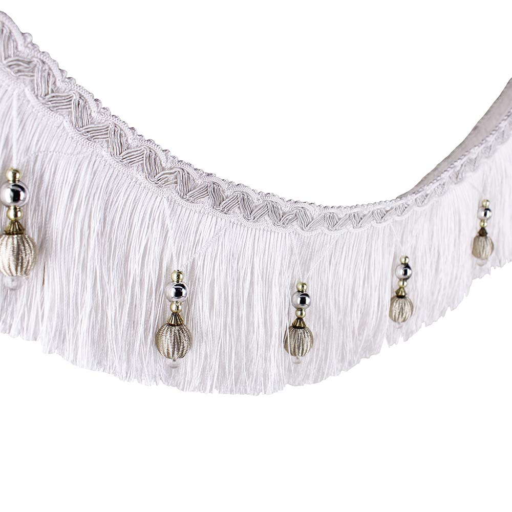 2yards Braided Beads Hanging Ball Tassel Fringe Trimming Applique