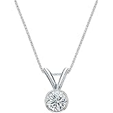 14k White Gold Bezel Round-Cut Diamond Solitaire Pendant (1/5 cttw, J-K, I1-I2)
