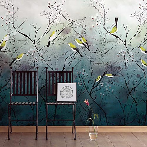 Classical Chinese Retro Flower and Bird Wallpaper, Bedroom, Living Room, Study, TV Background, Wallpaper, Abstract Painting, murals, a Square Meter Covering 10.76 Square feet,Fine Cloth Stitching