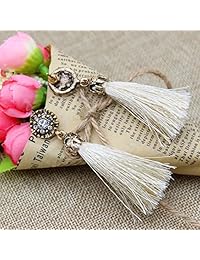 Pendientes para mujer, estilo vintage, con borla de cristal hueco, regalo de Navidad