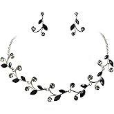 Faship Gorgeous Rhinestone Crystal Floral Necklace Earrings Set