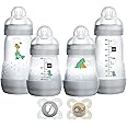 MAM Feed & Soothe Feeding Set, Newborn Essentials Must Have for 0-3 Months Including, Self-Sterilizing Anti-Colic Baby Bottle, Pacifiers, Baby Gift, Unisex, 6 Piece