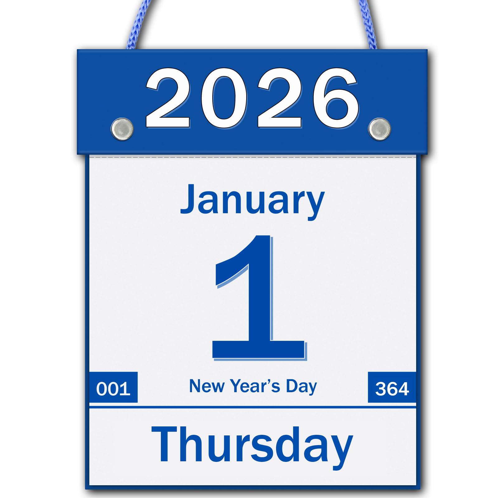 Photo 1 of 2026 Daily Wall Calendar, Page per Day with Large Print Dates, 365 Day Tear off Wall Calendar for Seniors Gift Home Office School Dorms, 8.5" x 6", Tear Away Calendars with Hanging String, Blue