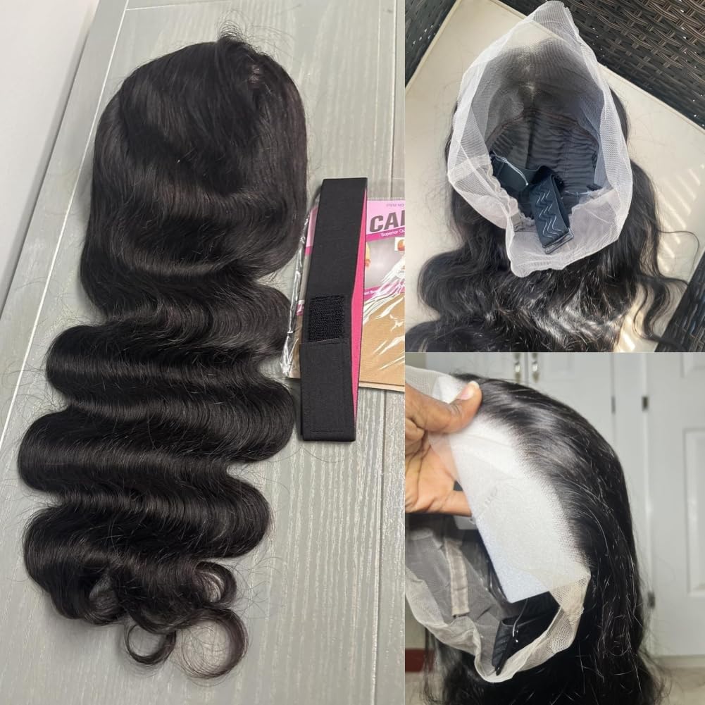 28 Inch 360 Lace Front Wigs Human Hair Drawstring Body Wave Lace Front Wigs Human Hair Pre Plucked 360 HD Full Lace Wig 180 Density Glueless Invisi Strap Frontal Wigs Human Hair for Women