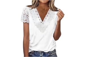 FLOLEO Womens Tops Dressy Casual Boho Floral Top Summer Short Sleeve Vintage Blouse Pleated V Neck Button up Tops Tee Shirts