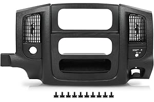 PIT66 Dash Center Radio Bezel Trim Panel, Compatible with Dodge Ram 1500 2002-2005/ Ram 2500 3500 2003-2005 (w/Storage Box&Switch Hole Air Vent)