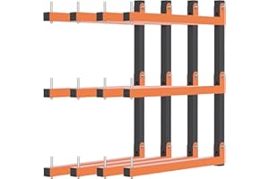 Riciakik Lumber Rack Wall Mount, Lumber Storage Rack, Heavy Duty Wood Storage Racks with 6-Level System, 720 lb Sturdy Garage Wood Organizer, Orange Lumber Metal Racks for Indoor and Outdoor (4 PACK)
