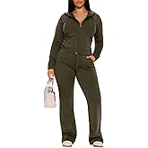 CLOCOR Women 2 Piece Outfits Sweatsuit Long Sleeve Zip-Up Hoodie Fall Winter Casual Jogger Sweatsuit Sets with Pocket