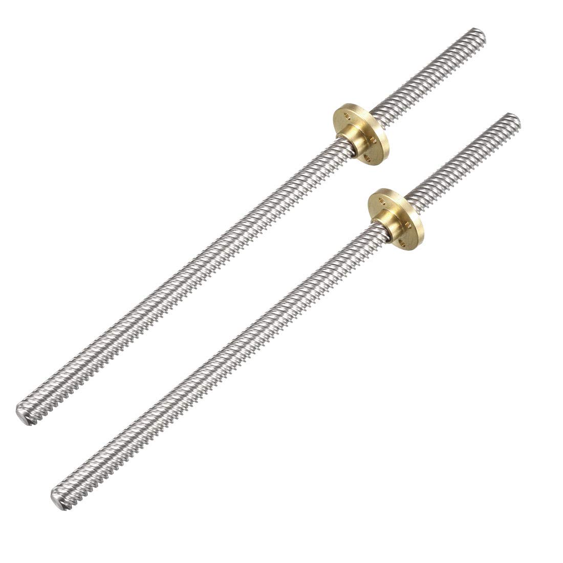 uxcell 2PCS 200mm T8 OD 8mm Pitch 2mm Lead 8mm Stainless Steel Lead