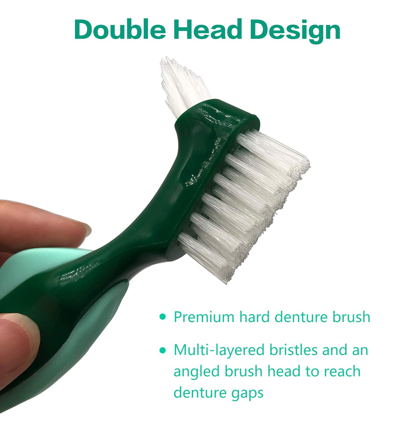 6 Pcs Premium Hard Denture Brush Toothbrush with Premium Carrying Case , Multi-Layered Bristles & Portable Denture Double Sided Brush for Denture Care: Health & Personal Care