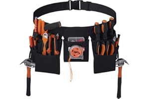 KOYYTO Gifts for Men,19 Pocket Tool Belts with Quick Release Buckle- Heavy Duty Detachable & Adjustable Utility Belt,Work Apron for Men and Women,for Electrician,Carpenter,Construction Tool Belt (Black)