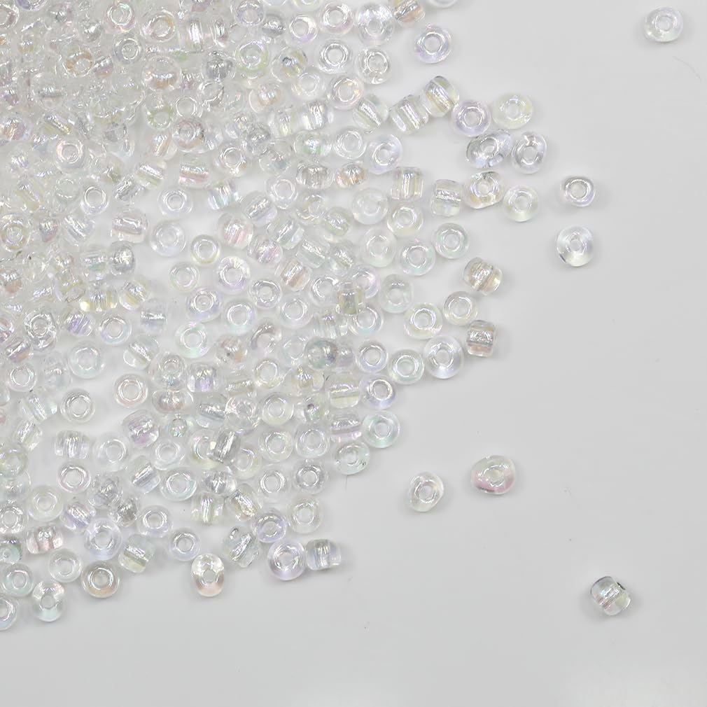 Tibaoffy Transparent Colorful Beads Size 6/0 Crafts Glass Seed Beads 4mm for Jewelry Making (Total About 100g About 1200pcs) — image 1